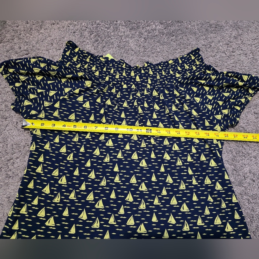 NWT Anthropologie Navy and Yellow Sailboat Print Top - Picture 3 of 8
